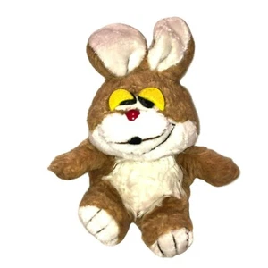 VINTAGE EASTER BUNNY PUPPET RABBIT PLUSH STUFFED ANIMAL SILLY FACE KOREA 1981 - Picture 1 of 4