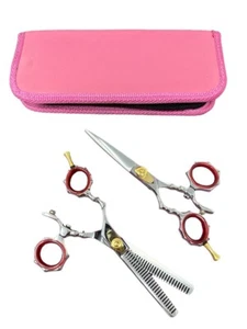 Professional LEFT HAND Hair Cutting + Thinning Shears Set 6.5" Free CASE - Picture 1 of 3