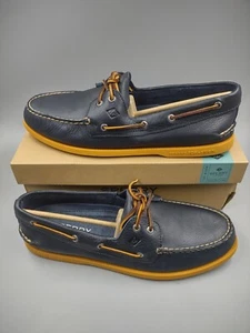 Sperry Authentic Original 2-Eye Boat Shoes ~ STS15663 ~ Men's 13M ~ Navy/Yellow - Picture 1 of 24