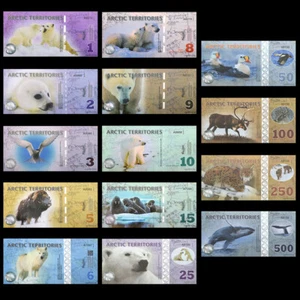 14 Piezas Billetes Territorios Árticos Dólar Polar - No Circulantes - Imagen 1 de 24