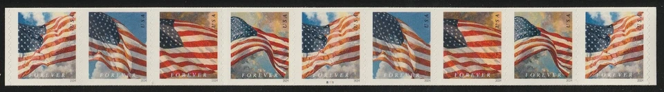 US 5875-5878 2024 Flags PNC strip of 9, plate # B1111 - Image 1 of 1