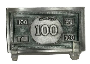 Billete de 100 dólares Monopoly de colección peso de papel plateado artículo único raro difícil de encontrar Hasbro 1998 - Imagen 1 de 11