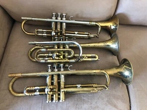 Vintage Getzen 90 Deluxe Trumpets and Cornet Lot Bundle 3 Horns - Picture 1 of 10