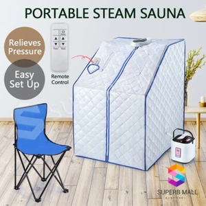 Portable Steam Sauna Indoor Home Body Spa 1000W Steamer W/Chair + Remote Control - Picture 1 of 12