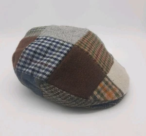 Hanna Hats Sz Small Pure Wool Tweed Patchwork Newsboy Flat Cap Donegal Ireland - Picture 1 of 11