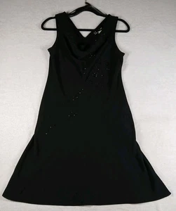 SL Fashions Sleeveless Swag Neck Little Black Dress USA Size 12P Cocktail - Picture 1 of 12