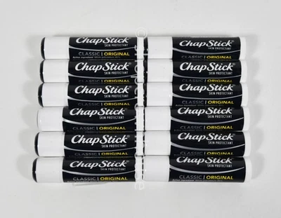 12 barras ChapStick clásico original protector de la piel bálsamo labial gasolina 0,15 oz Foto 1 de 2