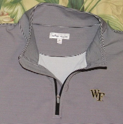 PETER MILLAR Black White Wake Forest Perth Sugar Stripe Performance Sweater XL - Image 1 of 4