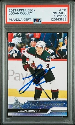 Logan Cooley Signed 2023 Upper Deck Young Guns #701 PSA 8/10 - Image 1 of 3