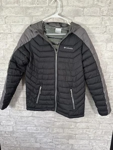 Youth Columbia Omni-heat Puffer Hooded Black/gray Jacket Coat Size XL 18/20 - Picture 1 of 9