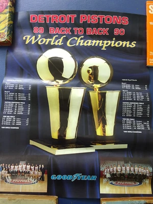 1989 1990 Detroit Pistons Goodyear Back to Back World Champions Poster - Image 1 of 4