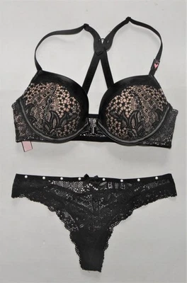 NUEVO Sujetador Push Up Tanga Panty Talla 32B/S Victoria's Secret Muy Sexy Cuero Sintético Foto 1 de 3