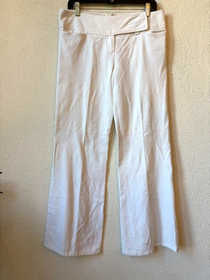 Pantalones para mujer Nanette Lepore pierna ancha acampanada blancos denim elástico algodón talla 10 Foto 1 de 4