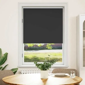 Roller Blind Window Shade with Pull Cord Roll up Blackout Blind Black vidaXL - Picture 1 of 12