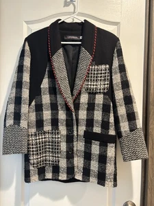 Vg Canvasbacks Lutton Horsfield Patchwork Plaid Wool Artsy Blazer Jacket Sz XS - Picture 1 of 11