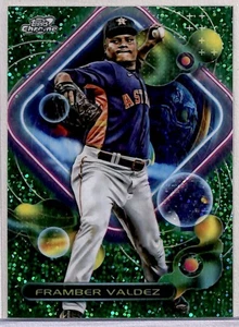 2023 Topps Chrome  Cosmic Green Dust Refractor Framber Valdez 27/75 Houston - Picture 1 of 2