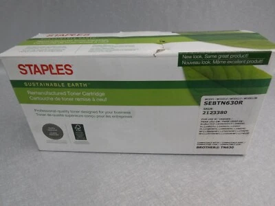 NEW STAPLES BRAND BLACK TONER CARTRIDGE COMPATIBLE WITH BROTHER TN630 SEBTN630R - Image 1 of 3