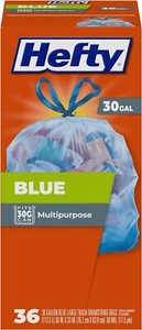 Hefty Blue Trash Bags, Blue, 30 Gallon, 36 Count - Picture 1 of 6