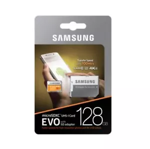 Samsung 128GB SDXC SD Card Class 10 UHS-I Memory Card 100MB/S CAMERA Ultra 4K HD - Picture 1 of 3