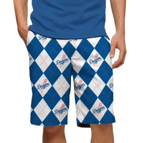 Loudmouth Golf Los Angeles Dodgers Argyle MLB Baseball Shorts 44 Big Man NWT NEW Cover
