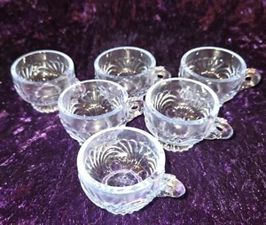 Miniature Vintage Light Blue Glass Teacups, Set Of 6, 13A - Picture 1 of 5