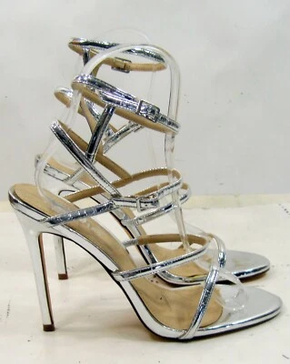 new ladies Silver 5"High Heel  Rhinestone Ankle Strap  Shoes women  Size 10 - Image 1 of 4