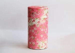 Japanese Tea Canister with a Double Airtight Lid and Washi Outer Texture Size L - Picture 1 of 7