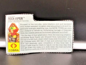 Tarjeta de archivo Hasbro GI Joe Rock Viper Mountain Trooper 1990 - Imagen 1 de 1