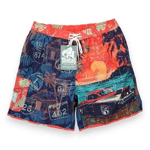 NWT Trunkers Road Trip Men's Swim Trunks 57 Chevy Size XL All Over Print - Picture 1 of 4