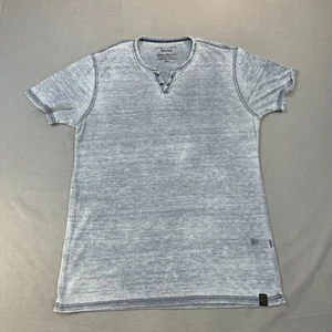 Lucky Brand Shirt Venice Burnout Henley Gray Mens Medium Short Sleeve - Picture 1 of 11