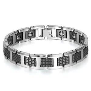 Men's Tungsten Carbide Magnetic Energy Power Therapy Golf Link Chain Bracelet - Picture 1 of 4
