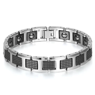 Men's Tungsten Carbide Magnetic Energy Power Therapy Golf Link Chain Bracelet - Image 1 of 4