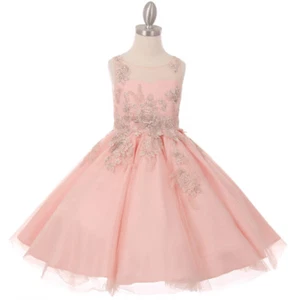 BLUSH Fit & Flare Flower Girl Dress Birthday Dance Prom Bridesmaid Party Wedding - Picture 1 of 6