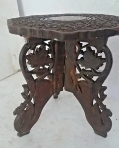 Vintage Wooden Hand Carving Center/ Side Folding Decorative Table beautiful work - Picture 1 of 10