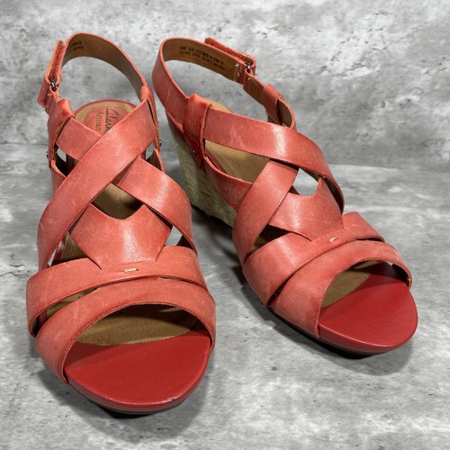 Sandali Clarks Artisan Active Air punta aperta cinturino alla caviglia tacco pelle misura 9 5 M