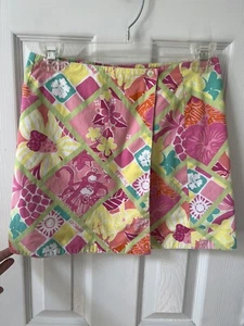 Lilly Pulitzer VTG Reversible Wrap Skirt Youth 10 Pink Monkeys / Pink Pineapple - Picture 1 of 7