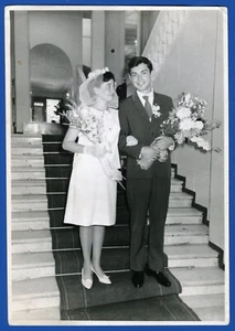 Wedding, Young Bride Groom, Flowers Celebration Soviet People USSR Vintage Photo - Picture 1 of 4