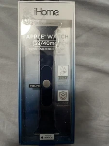 iHome Apple Watch 38/40mm Navy Blue Sport Silicone Band Snap Closeure NEW IN BOX - Picture 1 of 2