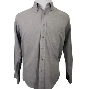John Ashford Button Down Dress Shirt Men's Size Medium Gray Cotton Long Sleeve - Picture 1 of 9