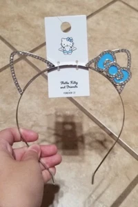 Forever 21 x Hello Kitty Silver & Blue Cat Ears Headband - Picture 1 of 3