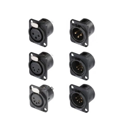 HICON XLR Metall Einbaubuchse -stecker 3 -4 -5-pol. Kupplung vergoldete Kontakte