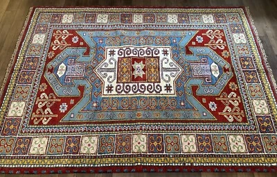 Brand New Tribal & Geometric Colorful & Soft Area Rug, Handmade in India, 6x8 - Image 1 of 4