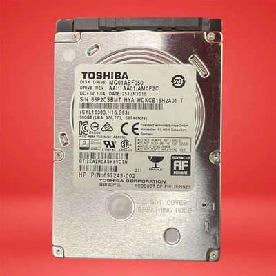 Toshiba MQ01ABF050 500GB 2.5" SATA Laptop HDD 5400RPM Tested - Image 1 of 3