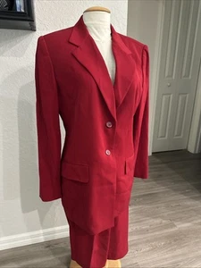 Liz Claiborne Colección Chaqueta Blazer Falda Traje Conjunto Rojo Mujer’s Talla 12/14 - Imagen 1 de 20