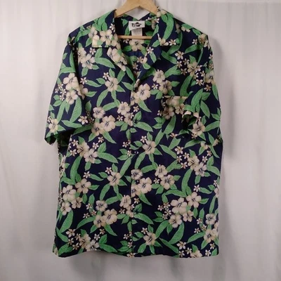 Hilo Hattie 80's Hawaiian Shirt Mens XL Floral Hibiscus Aloha Made in Hawaii VTG - Image 1 of 4