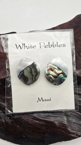 Abalone Shell Earrings New Gift From Maui Hawaii Pierced - Picture 1 of 4