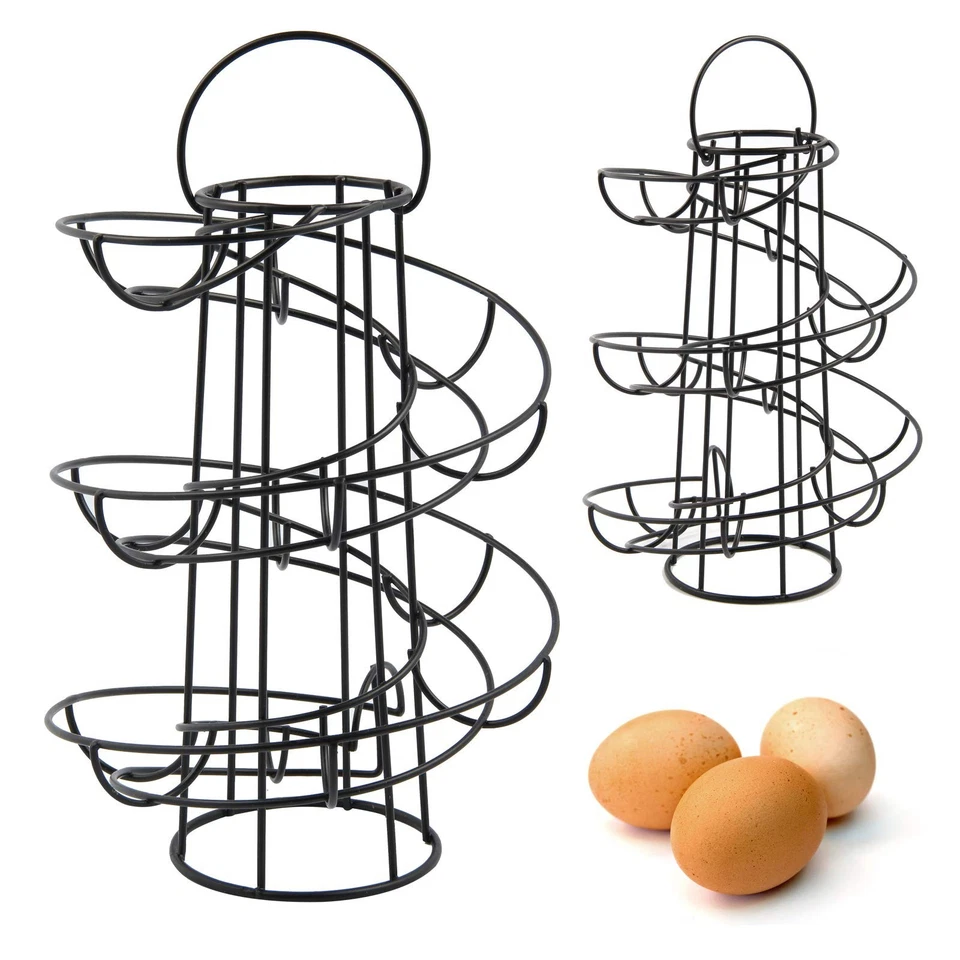 Egg Holder Storage Kitchen Egg Storage Spiral Eggs Dispenser Rack Holds 18 Eggs - Image 1 of 4