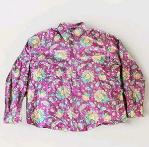 Blusa de seda Lauren Ralph Lauren para mujer talla 1X rosa colorido botón floral - Imagen 1 de 13