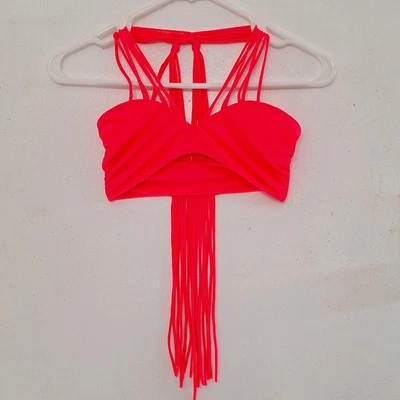 MIKOH Kahala с ремешками флуоресцентный оранжевый с бретелью через шею бикини верхний маленький новый без ЯРЛЫКОВ купальный костюм - Изображение 1 из 4