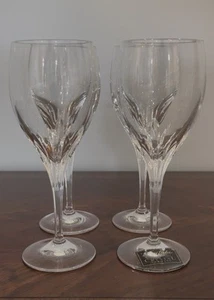 * Set of 4 * Noritake Crystal TURNING POINT -- 8" Water Goblets Glasses - Picture 1 of 8